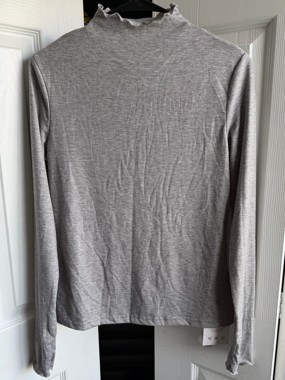 Gray Mock Neck Long Sleeve Top